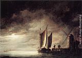 Dordrecht Harbour by Moonlight by Aelbert Cuyp